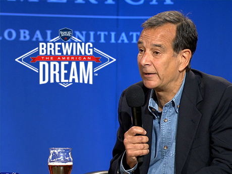 Jim koch speaking with a beer